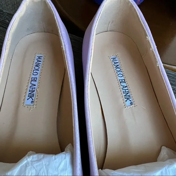 Manolo Blahnik Hangisi Embellished Lilac Flats EU36/US6 Used Once (see pics) - Picture 13 of 15